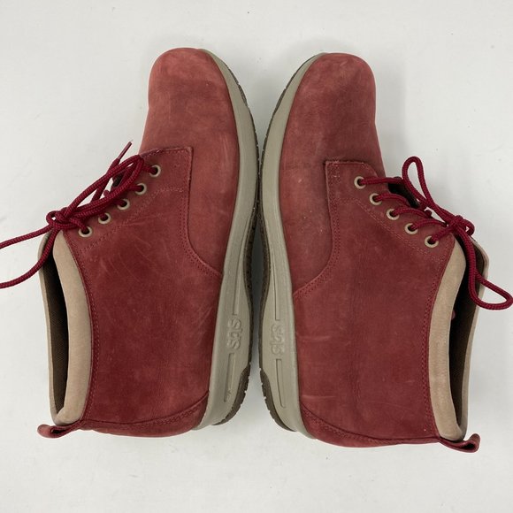 SAS Pink and Red Ankle Booties with Lace-Up Design - Picture 6 of 16